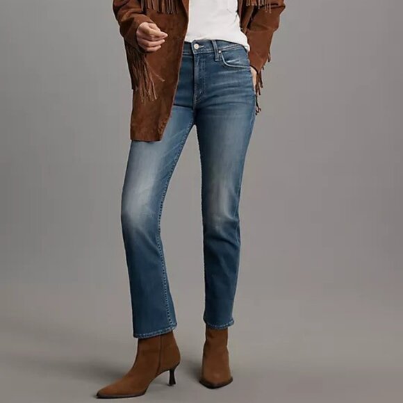 NWT Anthropologie MOTHER The Rider Mid-Rise Straight-Leg Ankle Jeans size:25